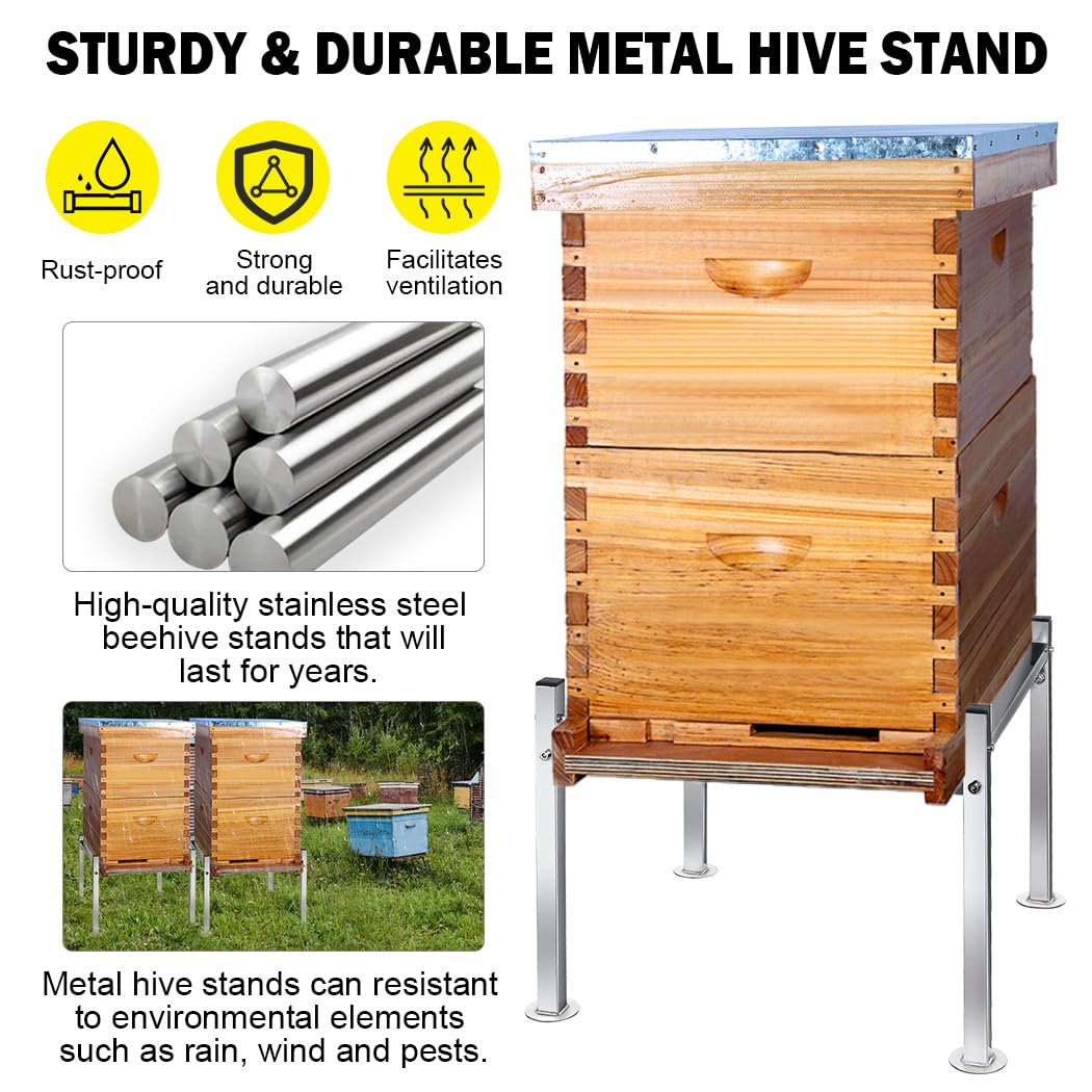 Honey Lake metal bee hive stand fits 10-frame hives for reliable setup.