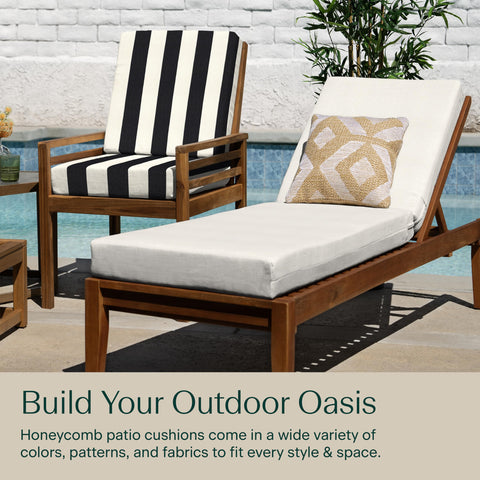 Honeycomb Outdoor Heritage weatherproof fabric resists UV and stains.
