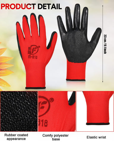 Honeydak red and black garden gloves set offers reliable hand protection