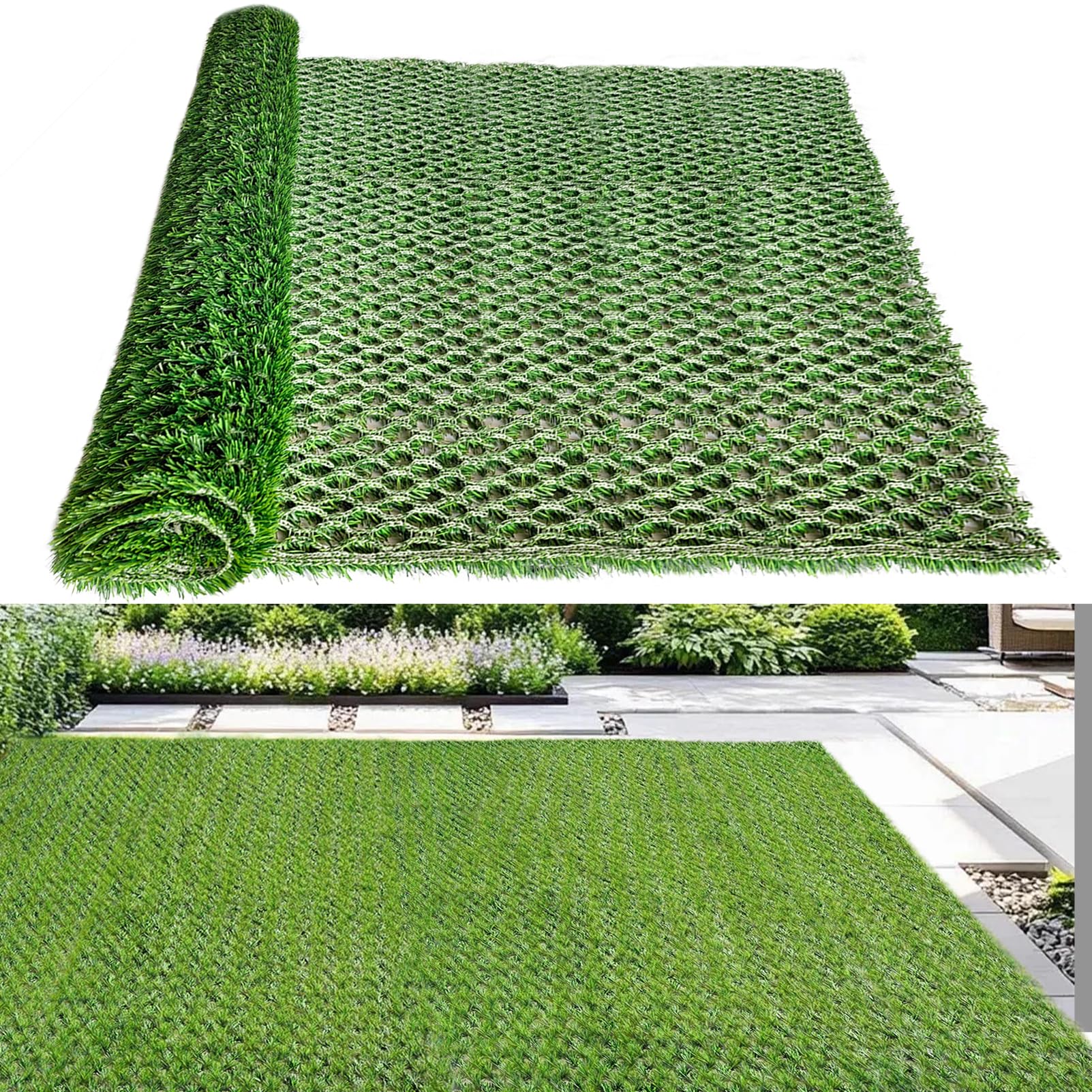 HoneyPet Hybrid Turf tiles show a natural look to conceal lawn gaps.