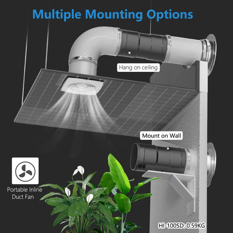 4-inch Hon&Guan inline fan delivering up to 130 CFM with low power.