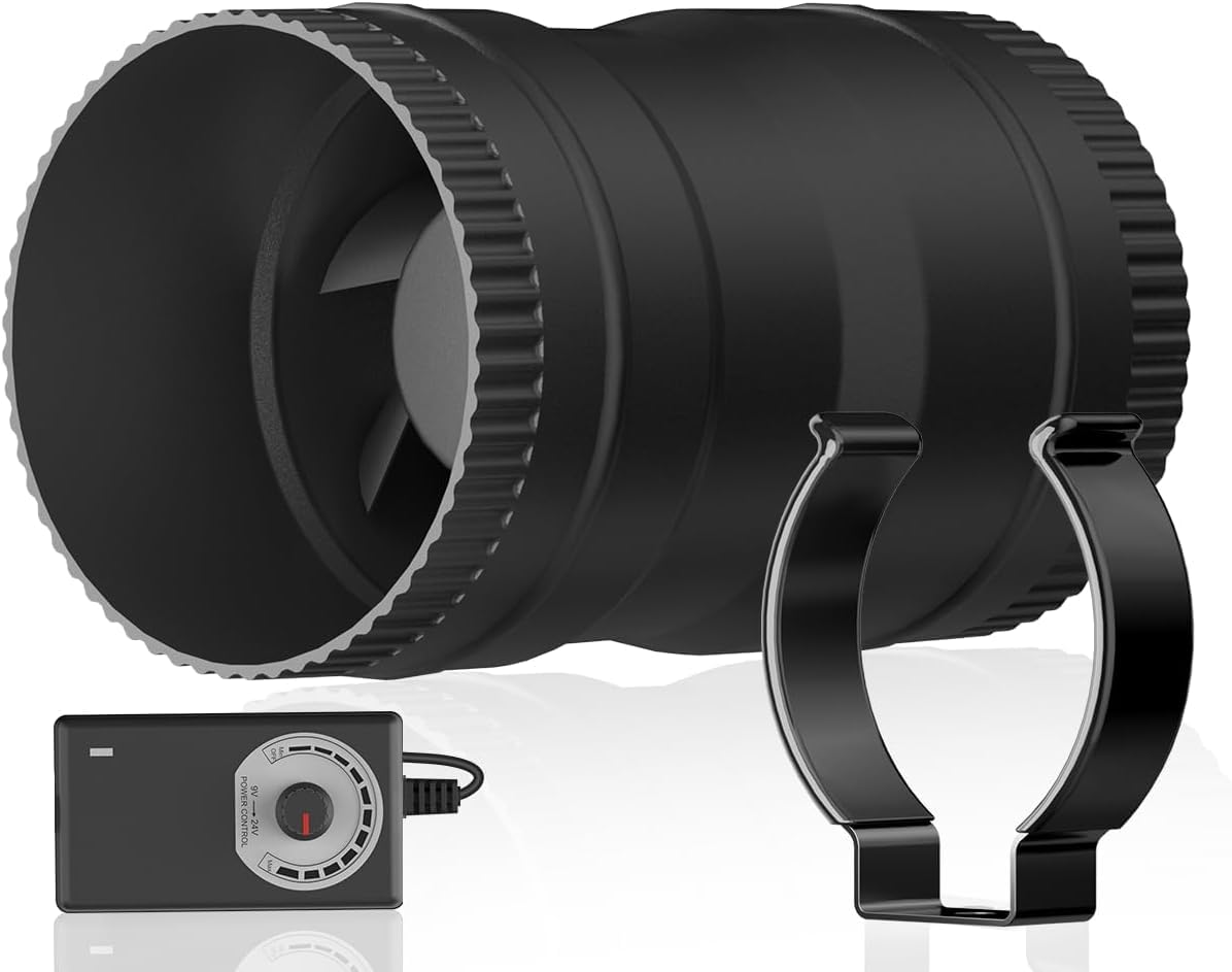Hon&Guan 3-inch inline blower fan assembly for DIY ducting.