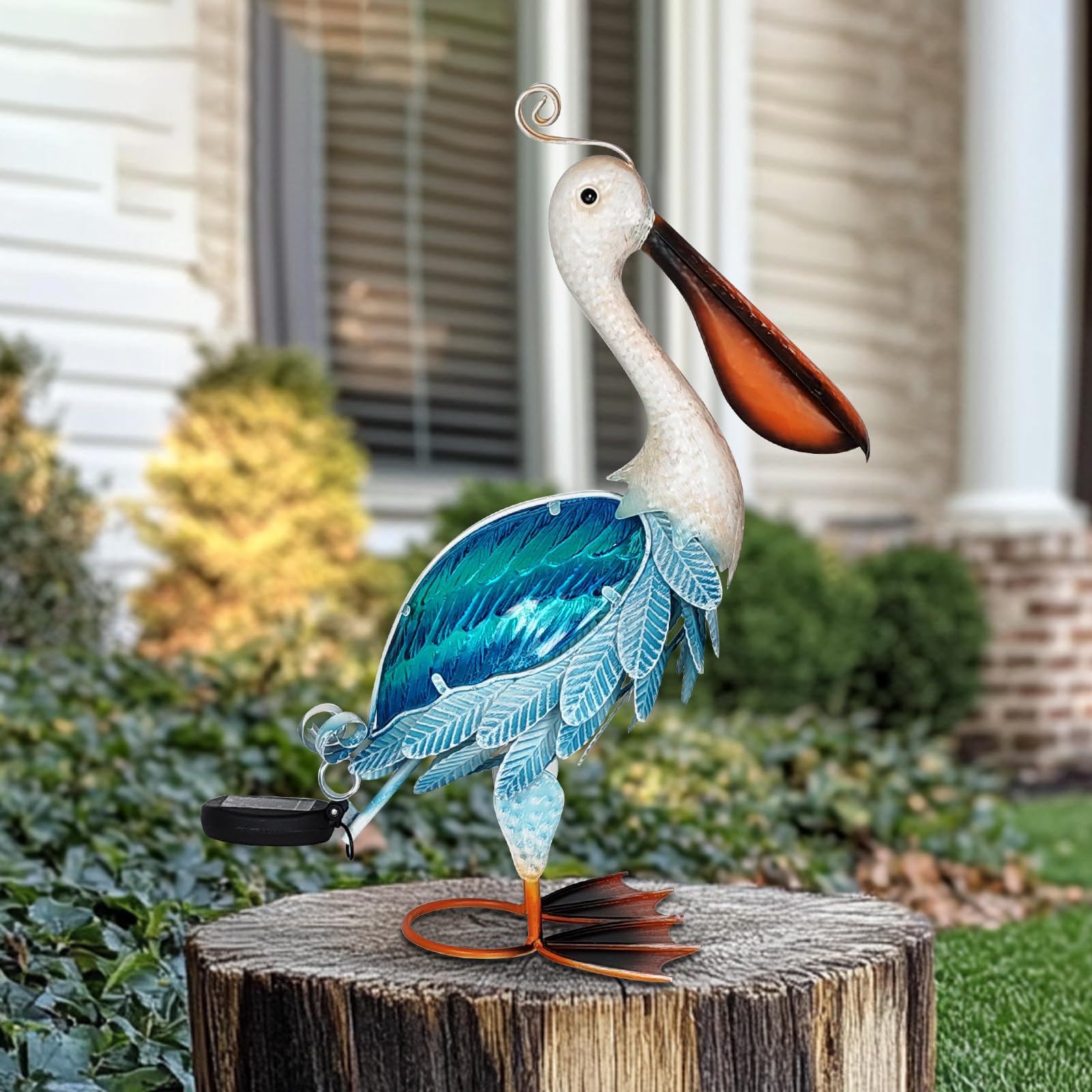 HONGLAND blue pelican yard decor brightens porches and patios with seaside flair.