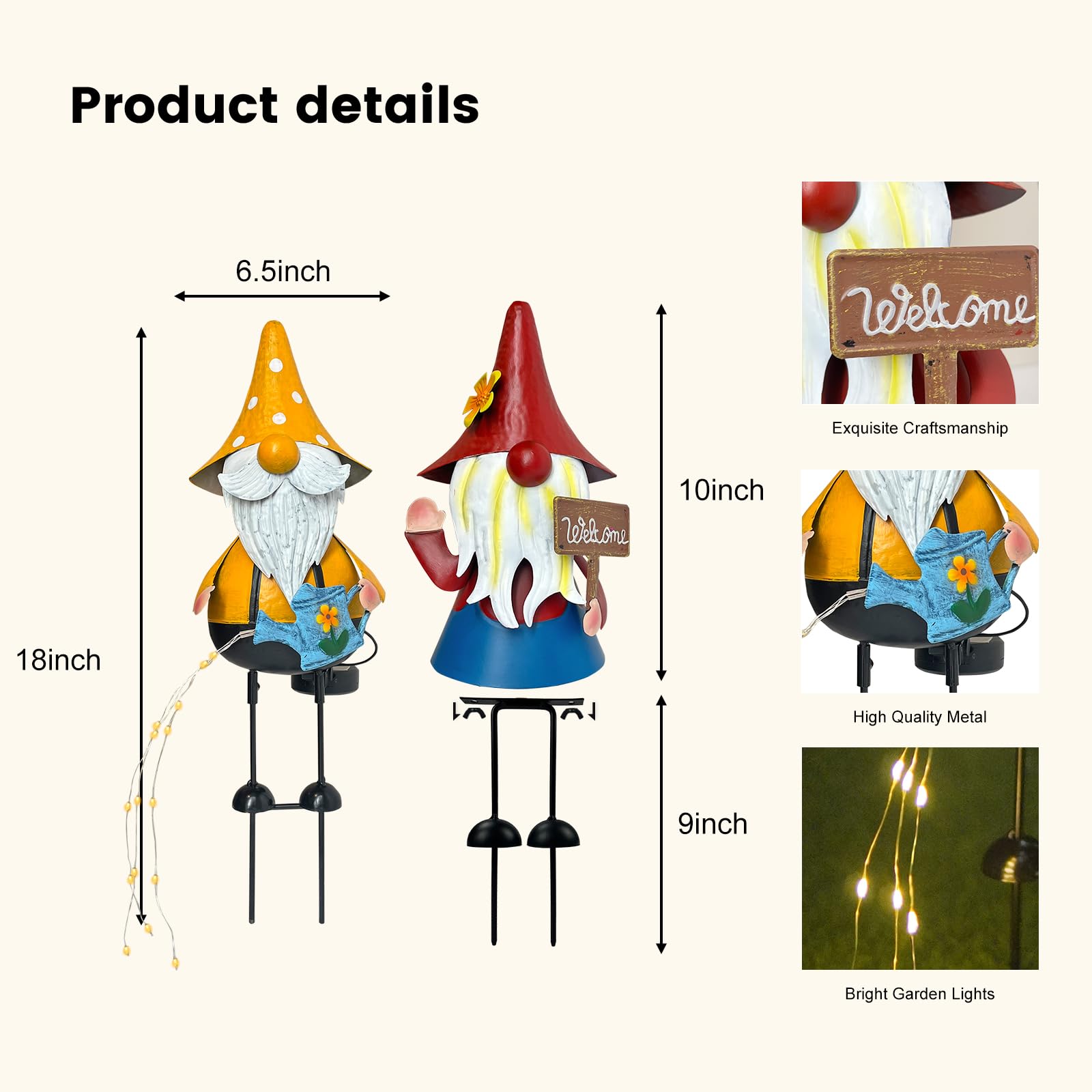 HONGLAND gnome with firework lights creates magical night-time display.
