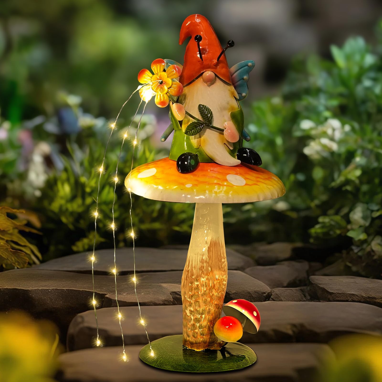 HONGLAND 7.2 x 7.2 x 16.5 inch gnome statue for outdoor spaces.