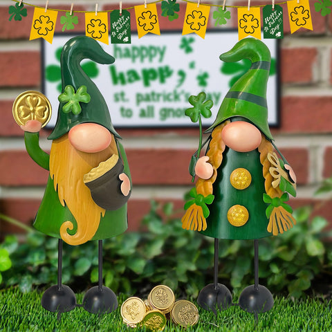 HONGLAND gnome with shamrock hat boosts holiday ambiance for patios and gardens