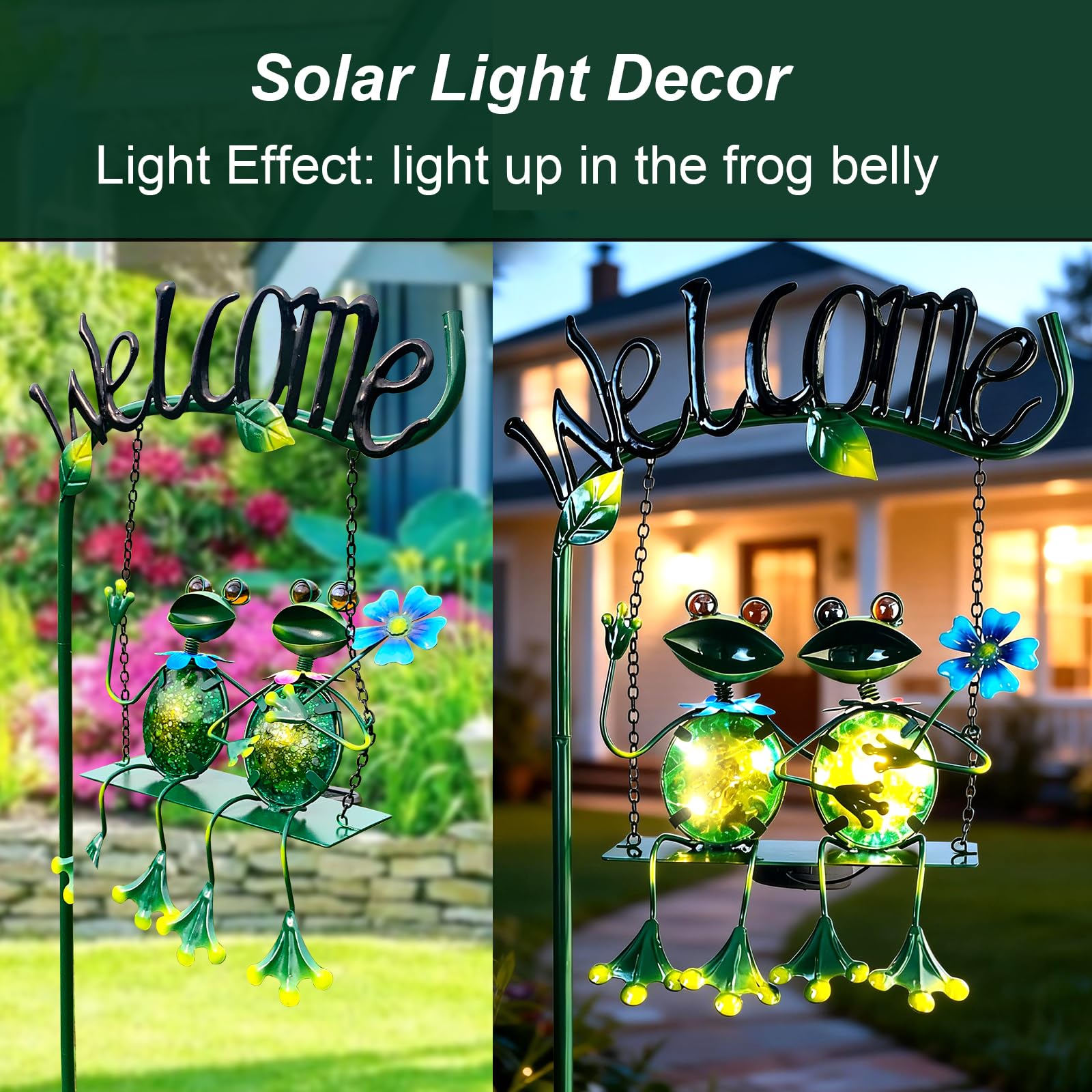 HONGLAND welcome-sign frog stake brightens walkways during darker hours