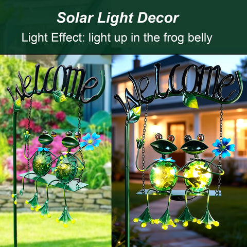 HONGLAND welcome-sign frog stake brightens walkways during darker hours