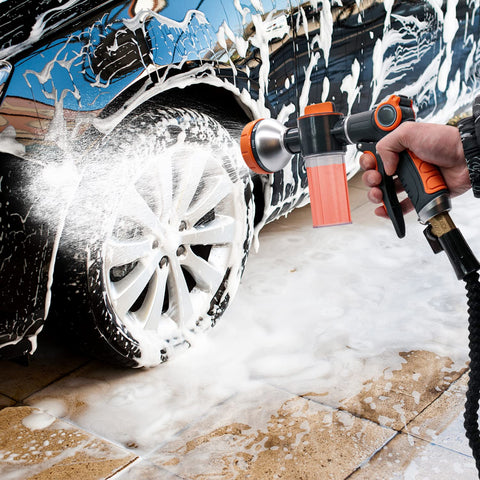 Hongmai foam gun 8-pattern dial enables versatile spray for cars, pets, or home tasks