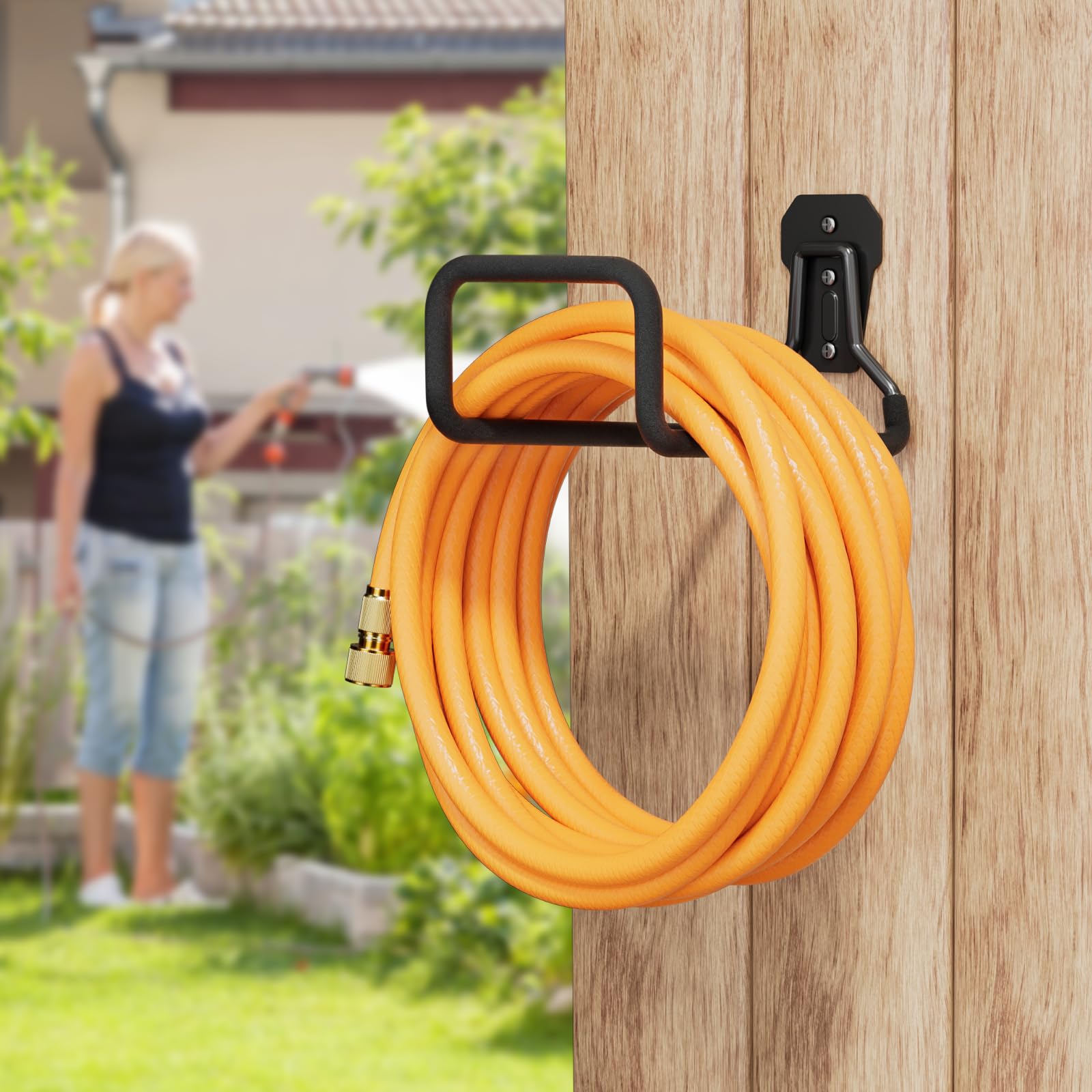 Hongmai heavy-duty hose bracket rustproof, ideal for outdoor patios and garages.