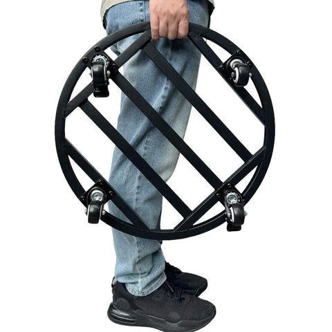 Hongsane 20-inch round plant caddy wheels support a large pot for easy repositioning.
