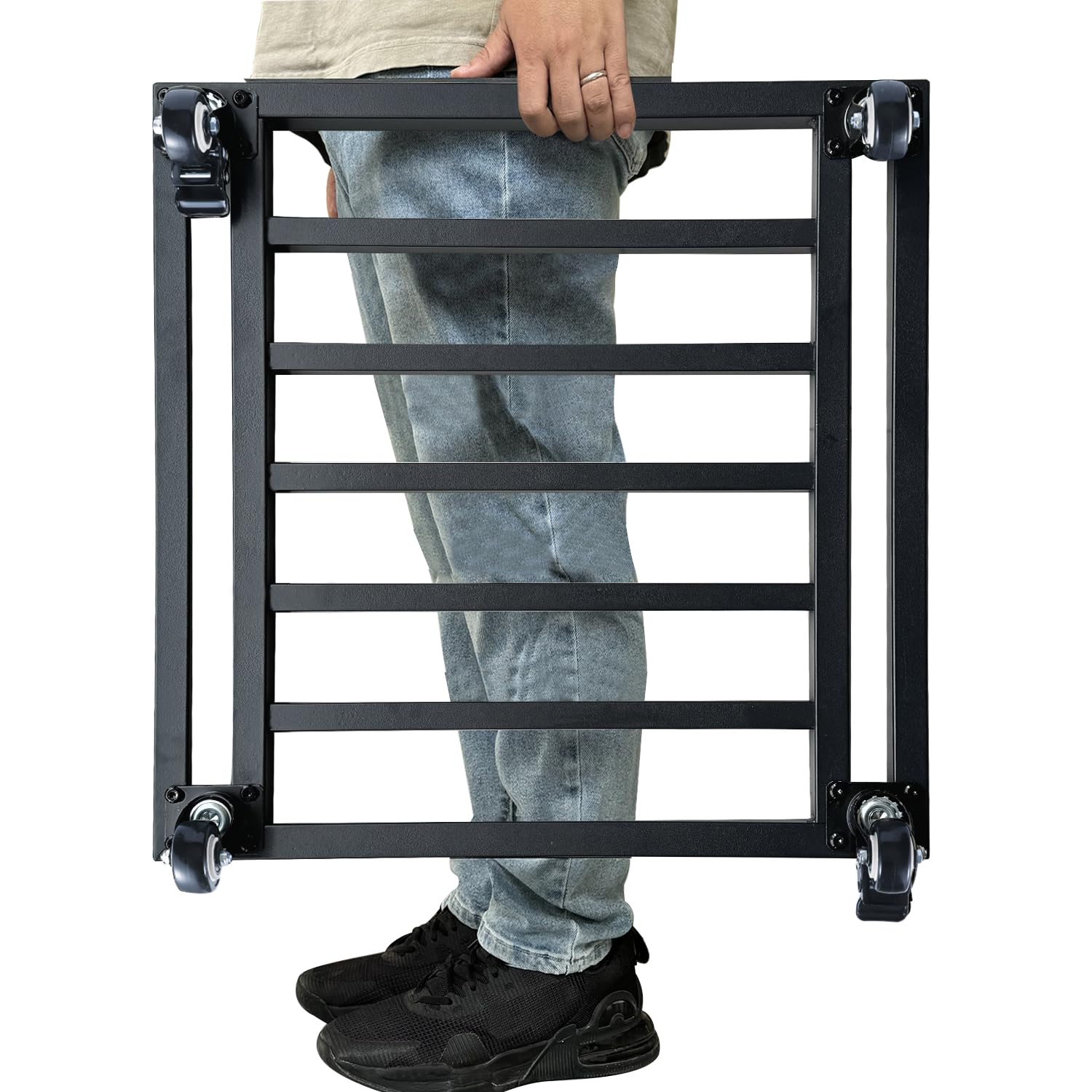 Hongsane 22-inch plant caddy with wheels supports a large outdoor pot.