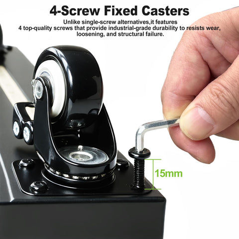 Hongsane four-screw fixed casters prevent wobble under load.