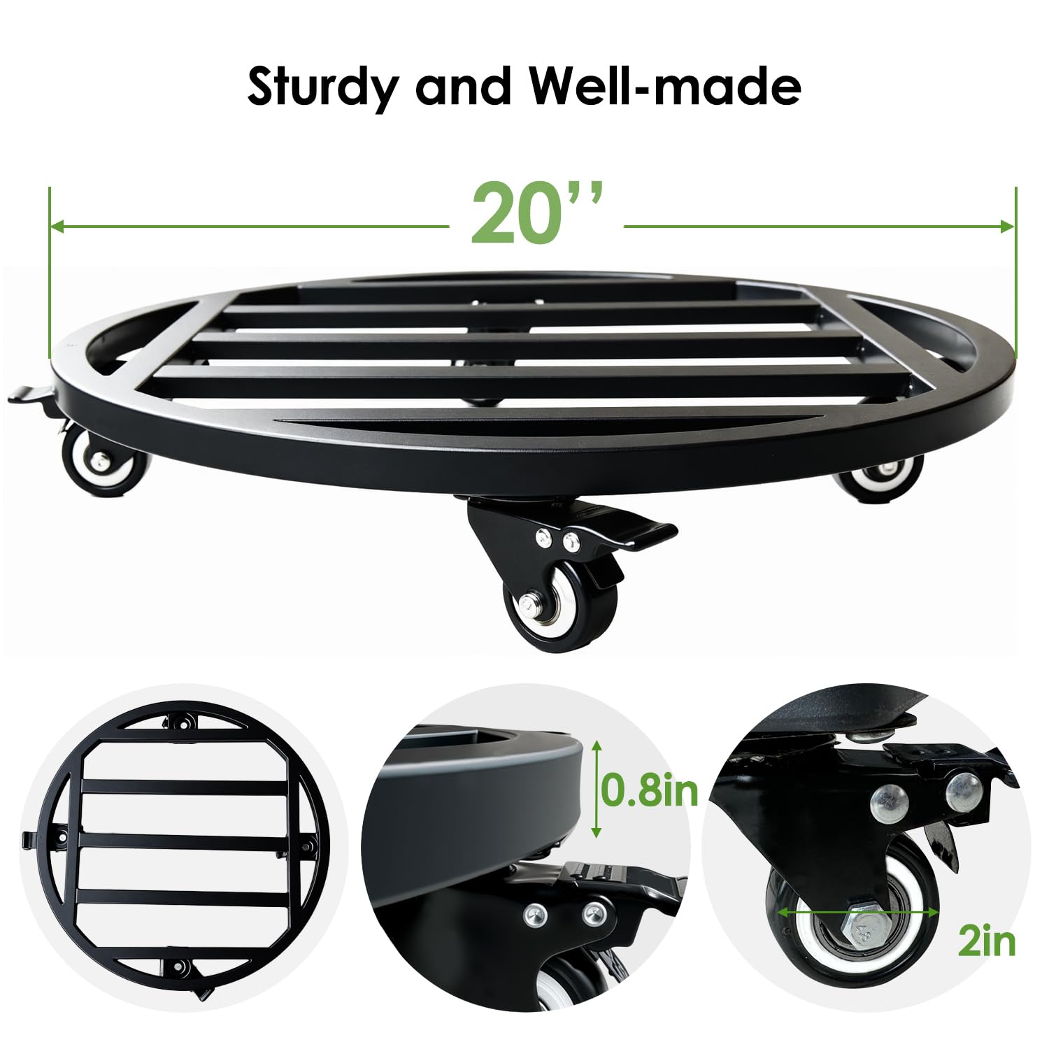 Hongsane heavy-duty plant stand with industrial casters rolls smoothly across the patio.