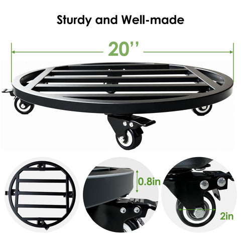 Hongsane heavy-duty plant stand with industrial casters rolls smoothly across the patio.