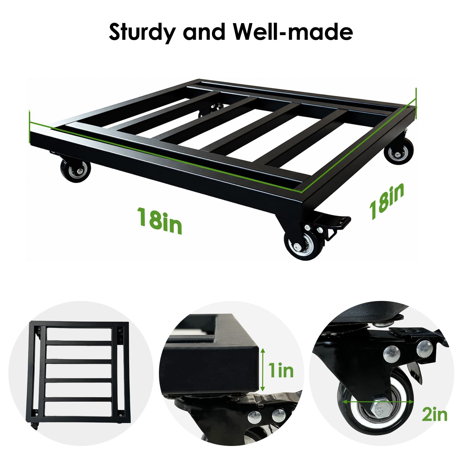 Hongsane heavy-duty wheeled plant dolly moves large pots with ease.