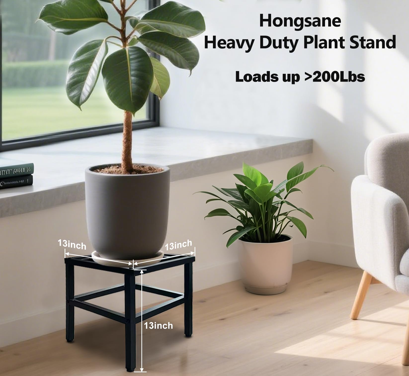Hongsane plant stand side view highlights robust welds for heavy use