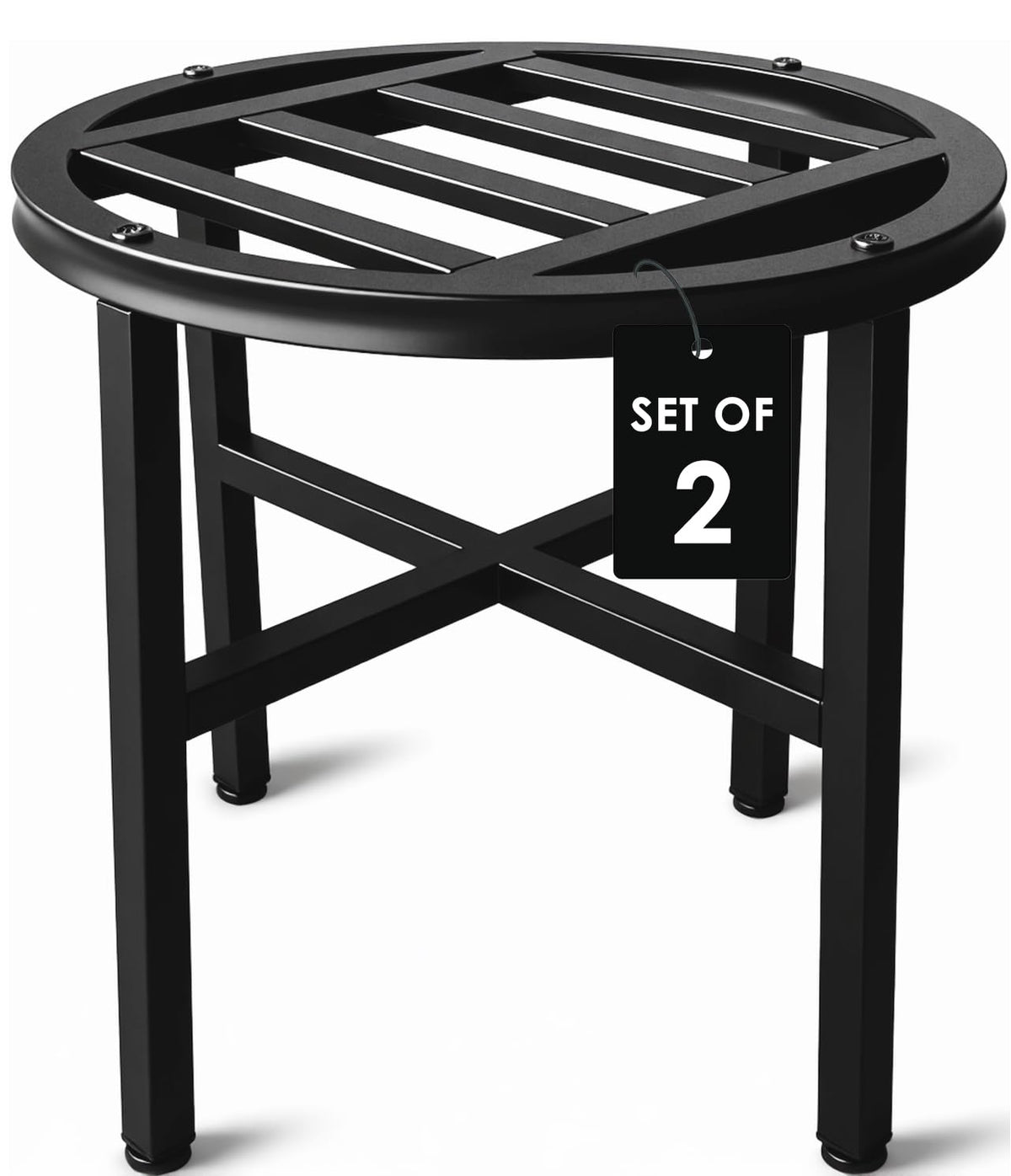 Hongsane plant stand round 13 inch side view highlighting sturdy wrought iron frame
