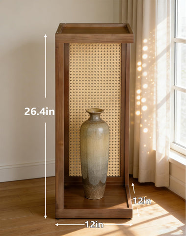 Hongsane plant stand walnut wood finish adds warm natural style.