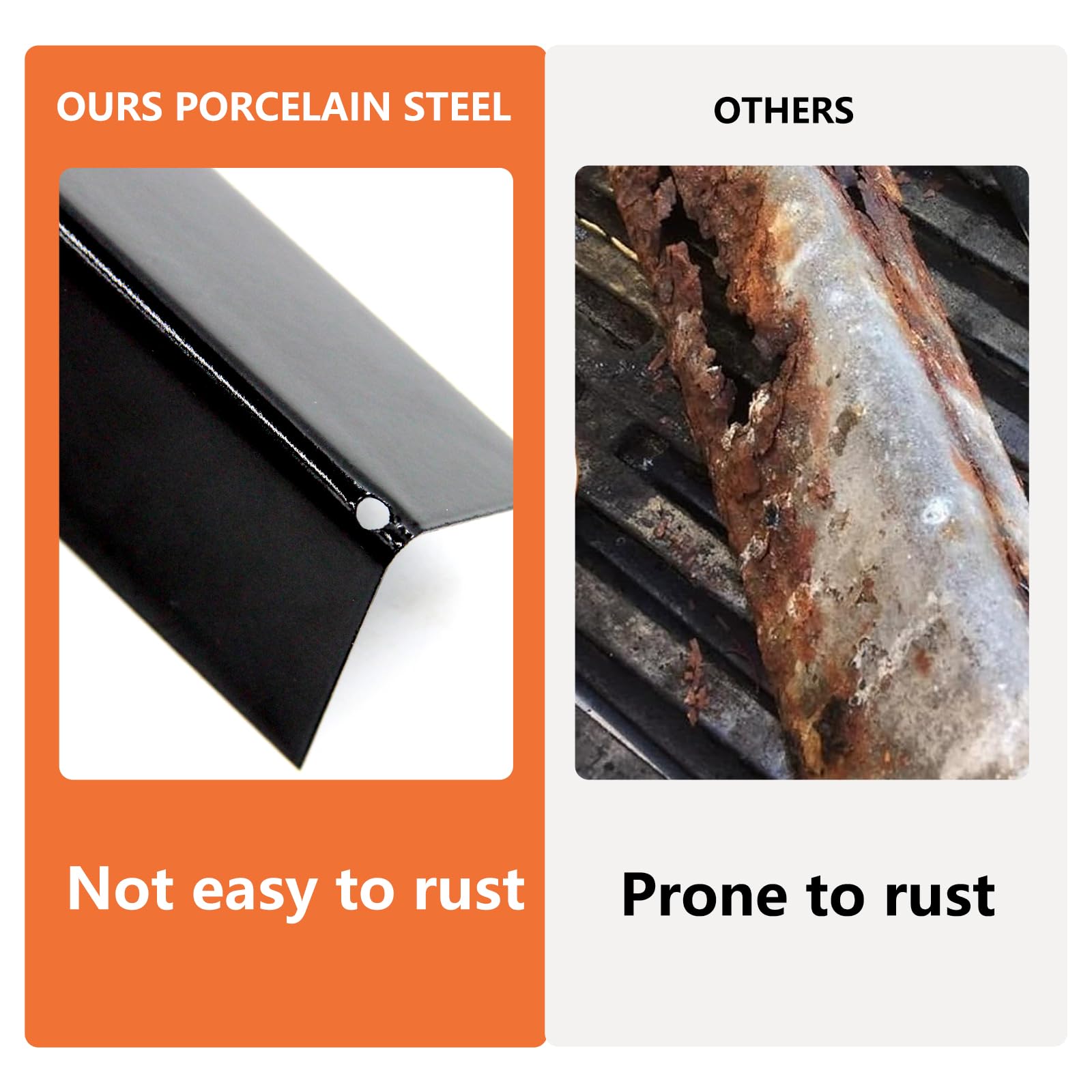 Close-up of Hongso flavorizer bars; porcelain-steel layers protect from rust and corrosion.