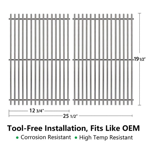 Hongso Weber Genesis 300-series grill grate, side view, durable 304 stainless for long-lasting use.