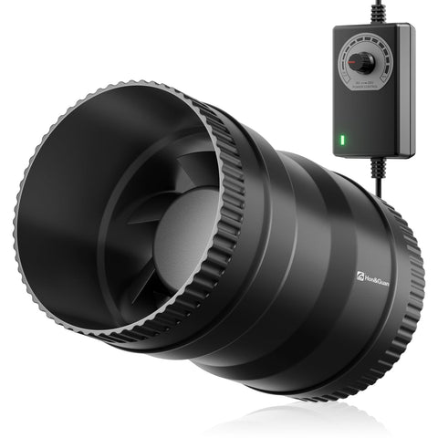 Hon&Guan 4 inch inline booster fan front view for efficient odor exhaust.
