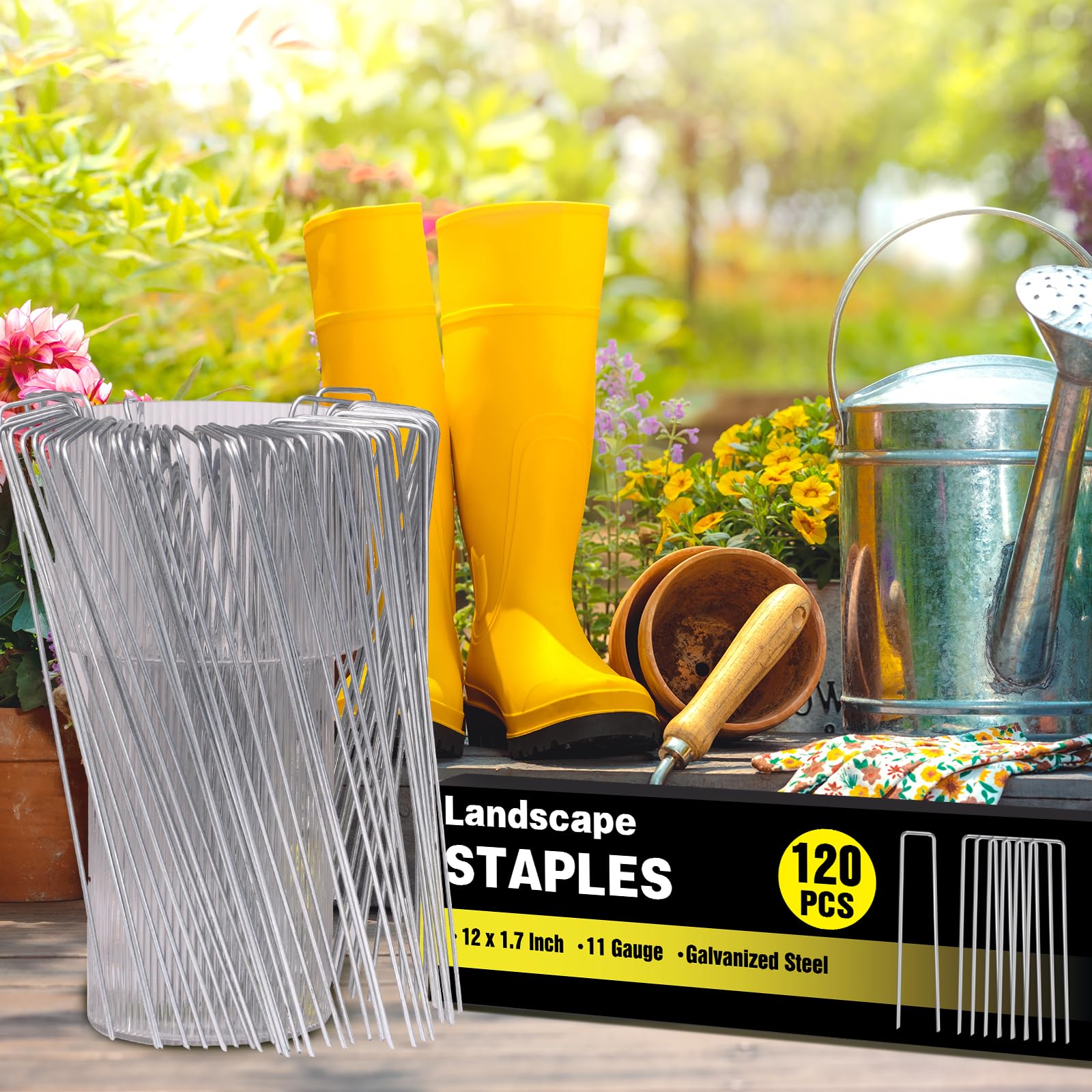 HongWay 11ga galvanized steel stakes resist rust for durable outdoor use.