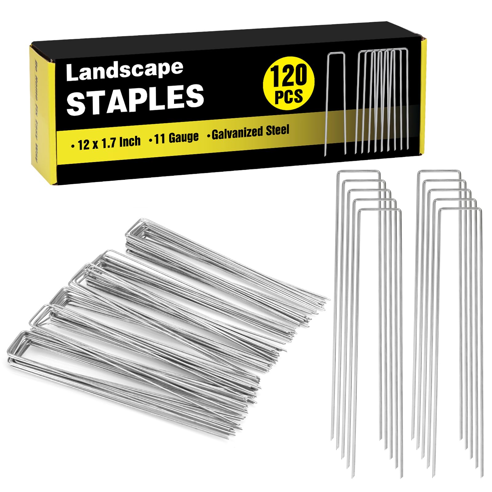 HongWay 120-pack 12-inch landscape staples box for easy storage and quick deployment.