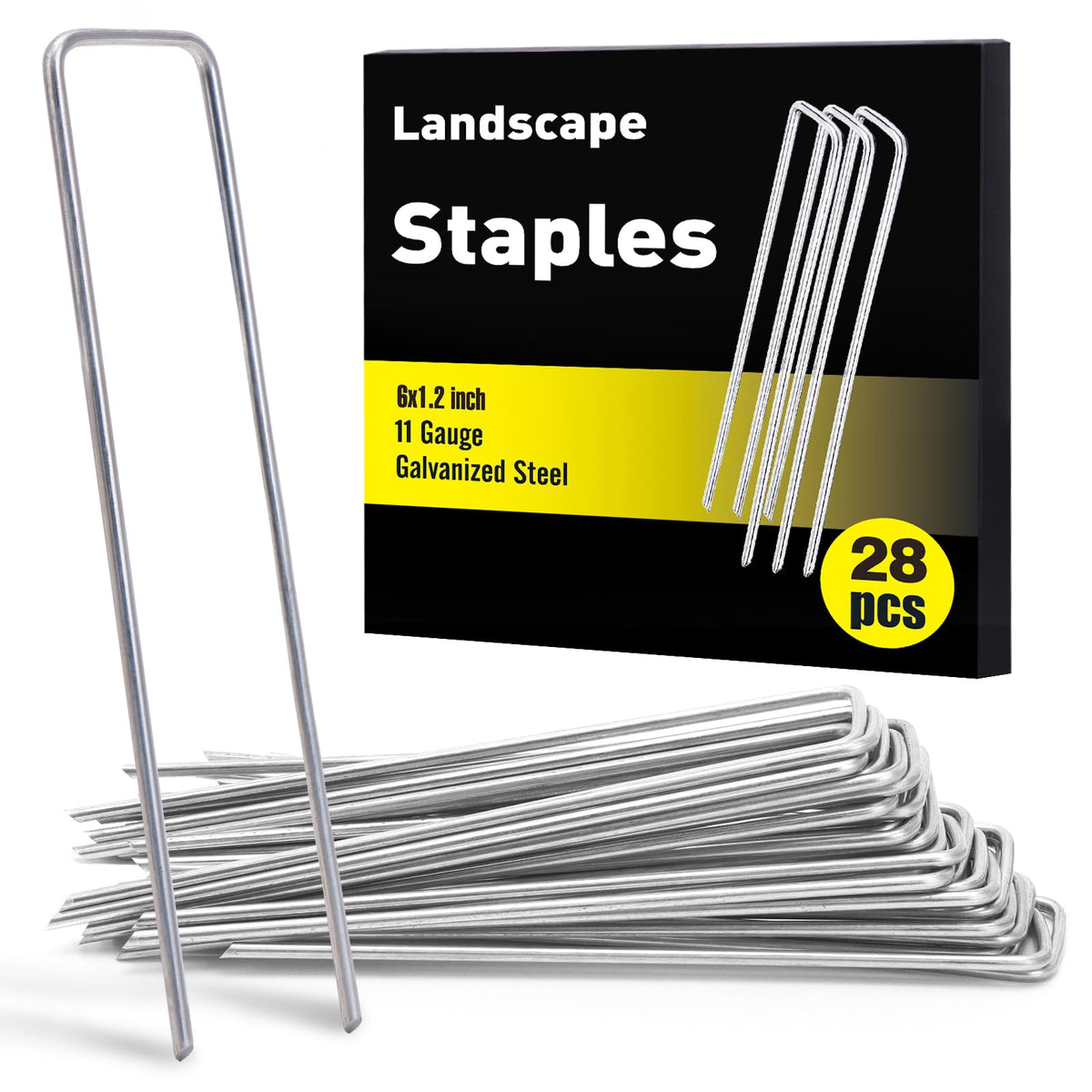 HongWay 28-pack 6-inch landscape staples securing sod and turf