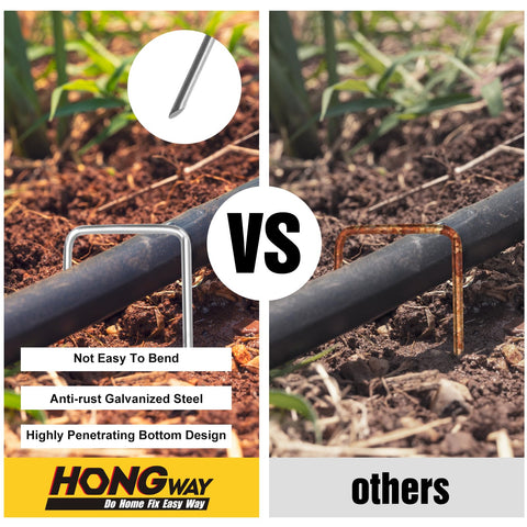 Beveled-tip 4-inch HongWay staples ease turf penetration