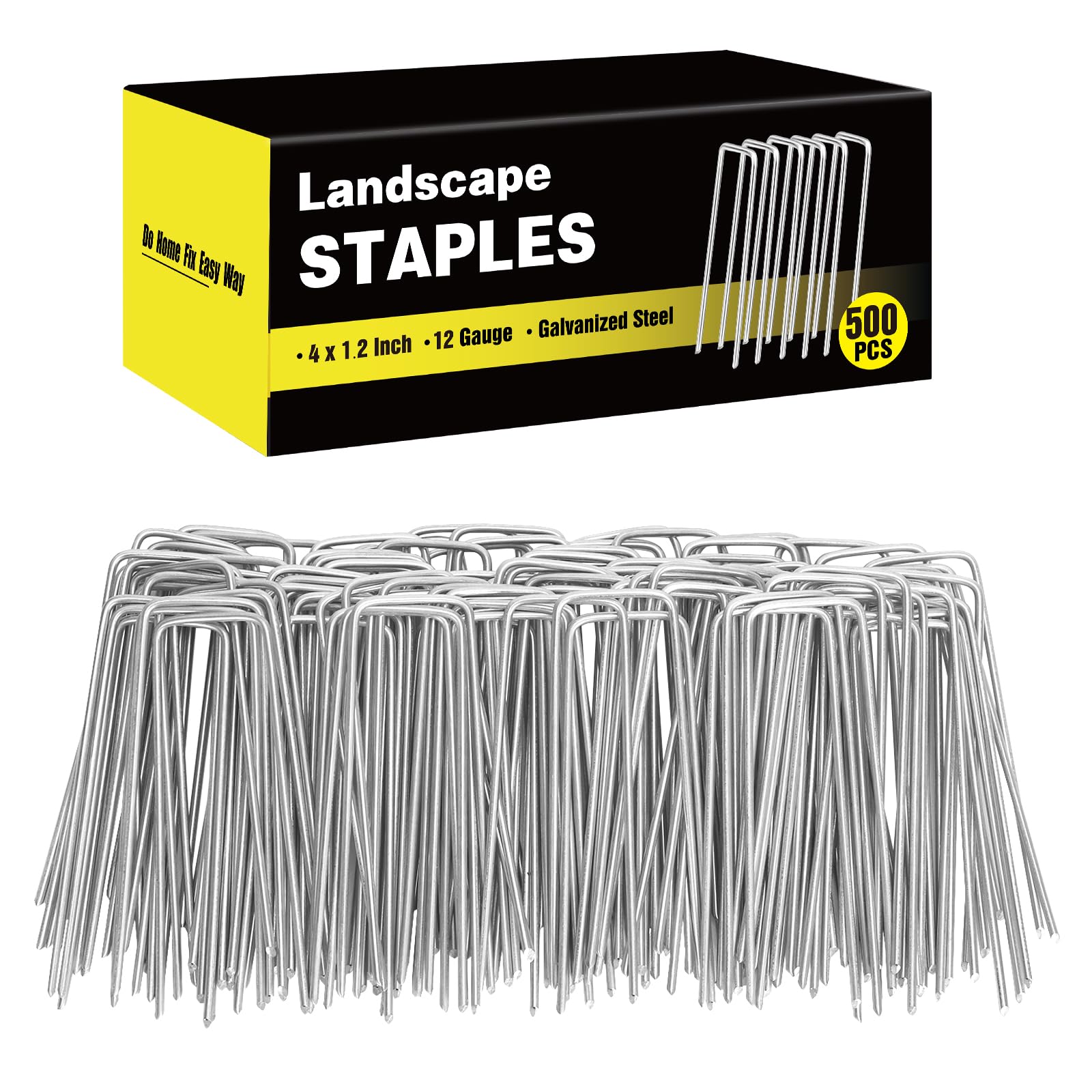 HongWay 4-inch landscape staples secure fabric and turf.