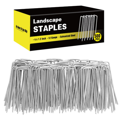 HongWay 4-inch landscape staples secure fabric and turf.