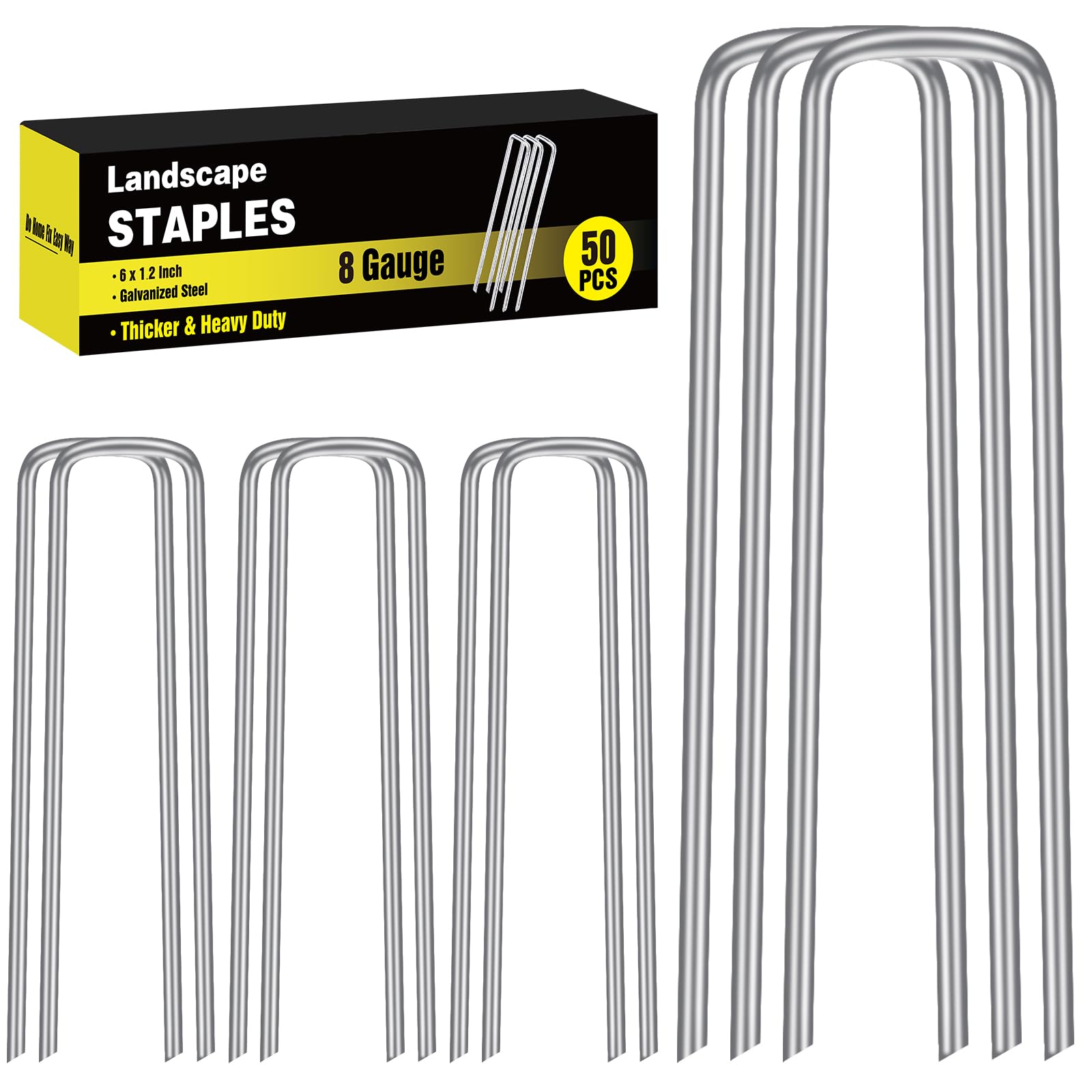 HongWay 6-inch landscape staples secure turf efficiently in windy areas.