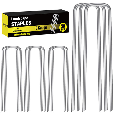 HongWay 6-inch landscape staples secure turf efficiently in windy areas.
