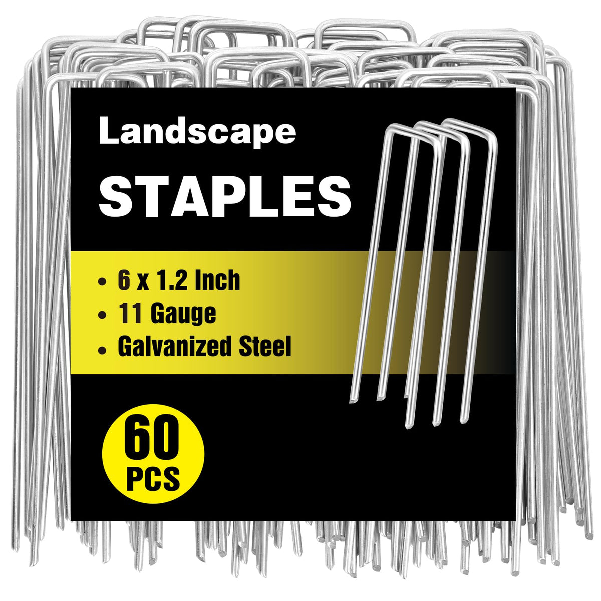 HongWay 60-pack landscape staples secure fabric and turf with rust-resistant galvanized steel