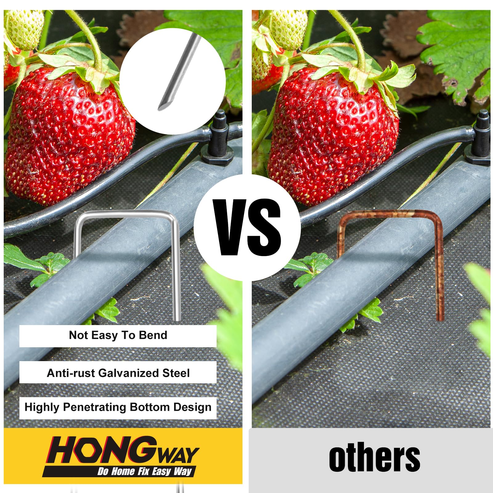 HongWay beveled-tip staples help anchor fabric and hoses with less effort.