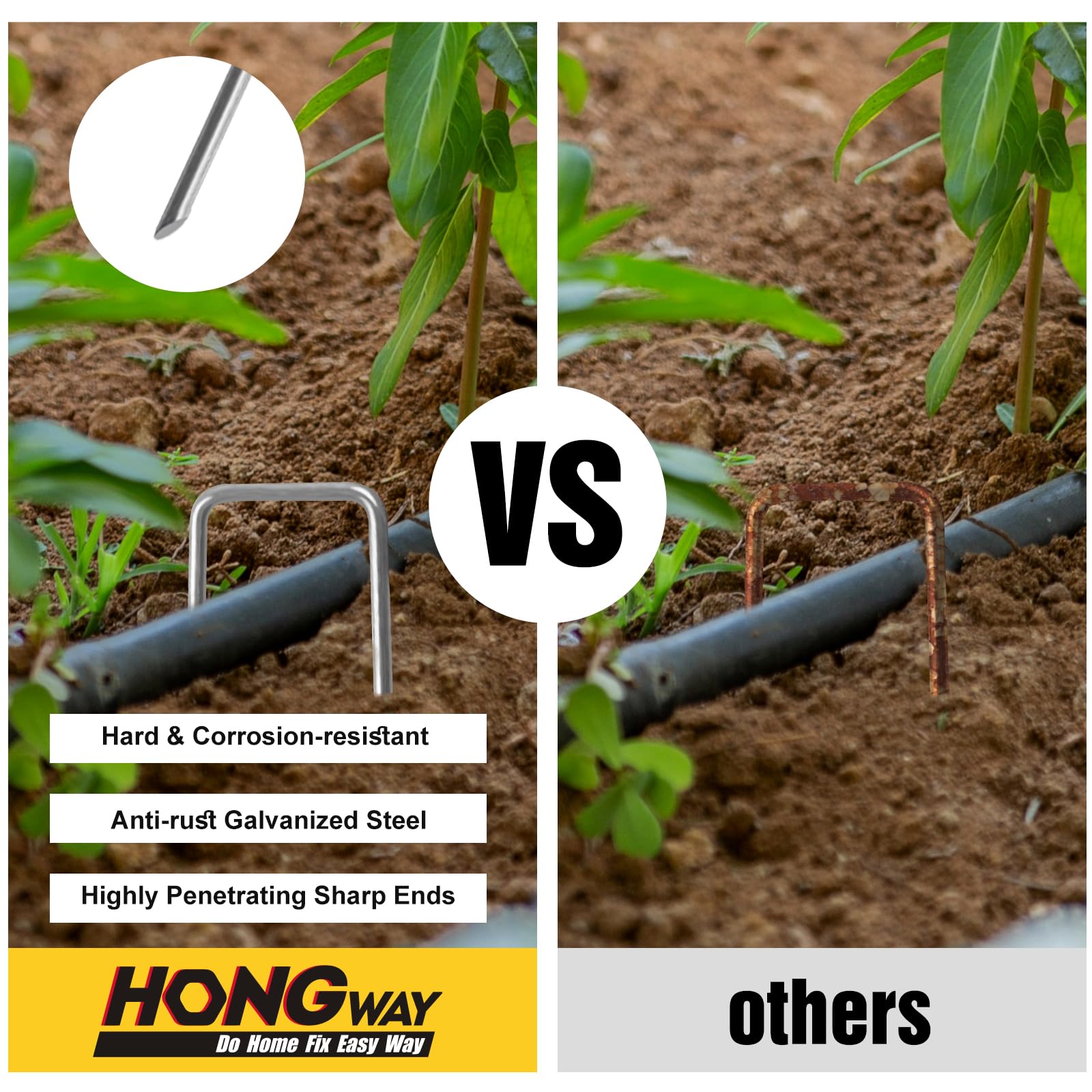 HongWay galvanized ground stakes built to endure outdoor use across landscapes.