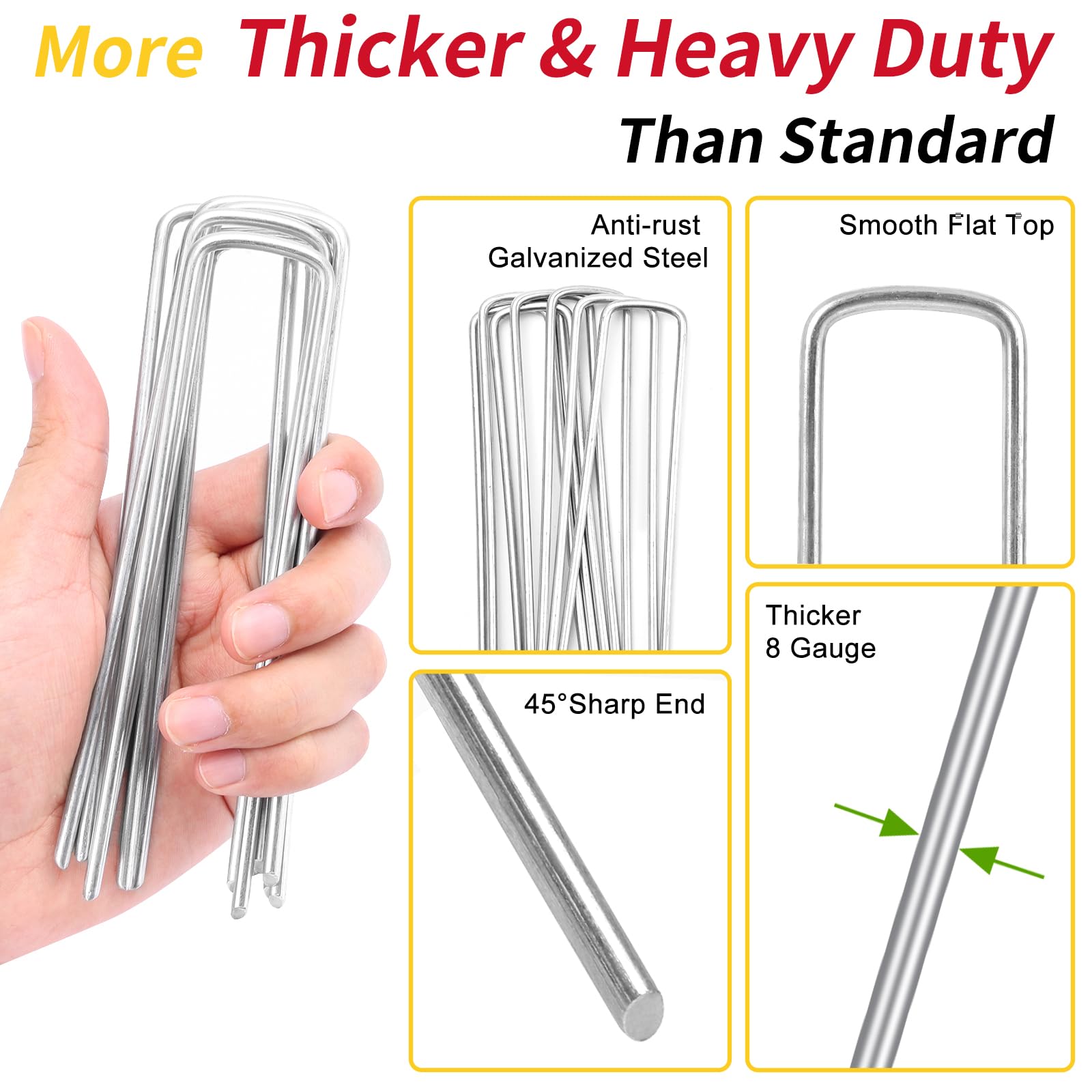 HongWay heavy-duty ground stakes with beveled ends ease installation.