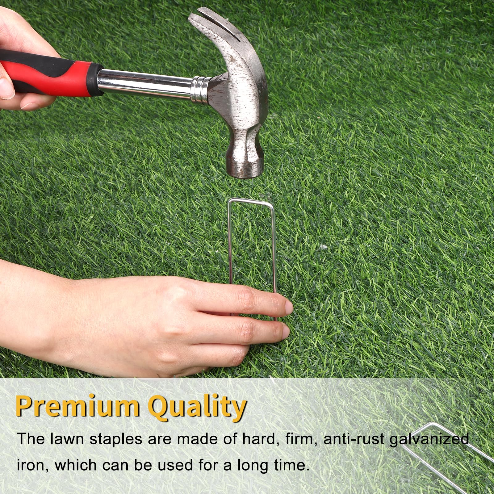 HongWay 12-gauge steel stakes hold irrigation tubing firmly in place.