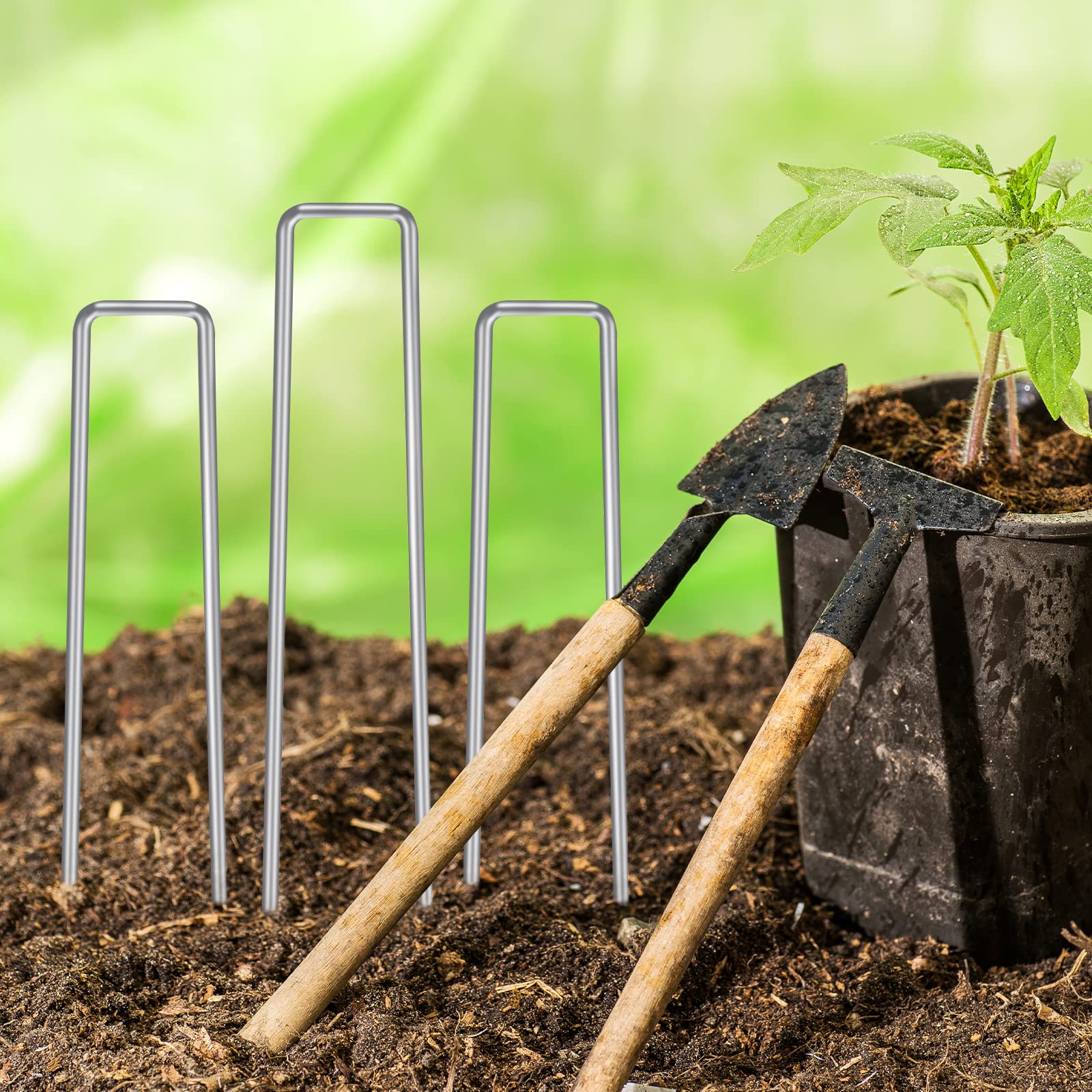 These HongWay galvanized stakes resist rust for extended outdoor use.