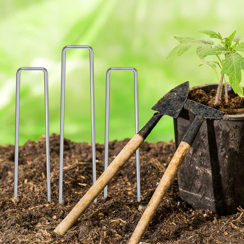 These HongWay galvanized stakes resist rust for extended outdoor use.