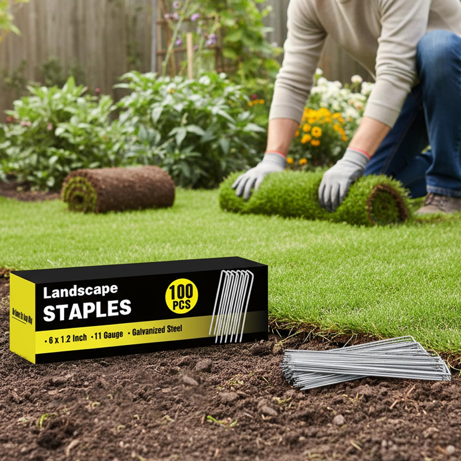 HongWay U-shaped stakes with beveled ends easy to penetrate soil and turf.