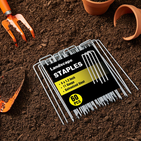 HongWay U-shaped stakes with beveled ends ease soil penetration during setup