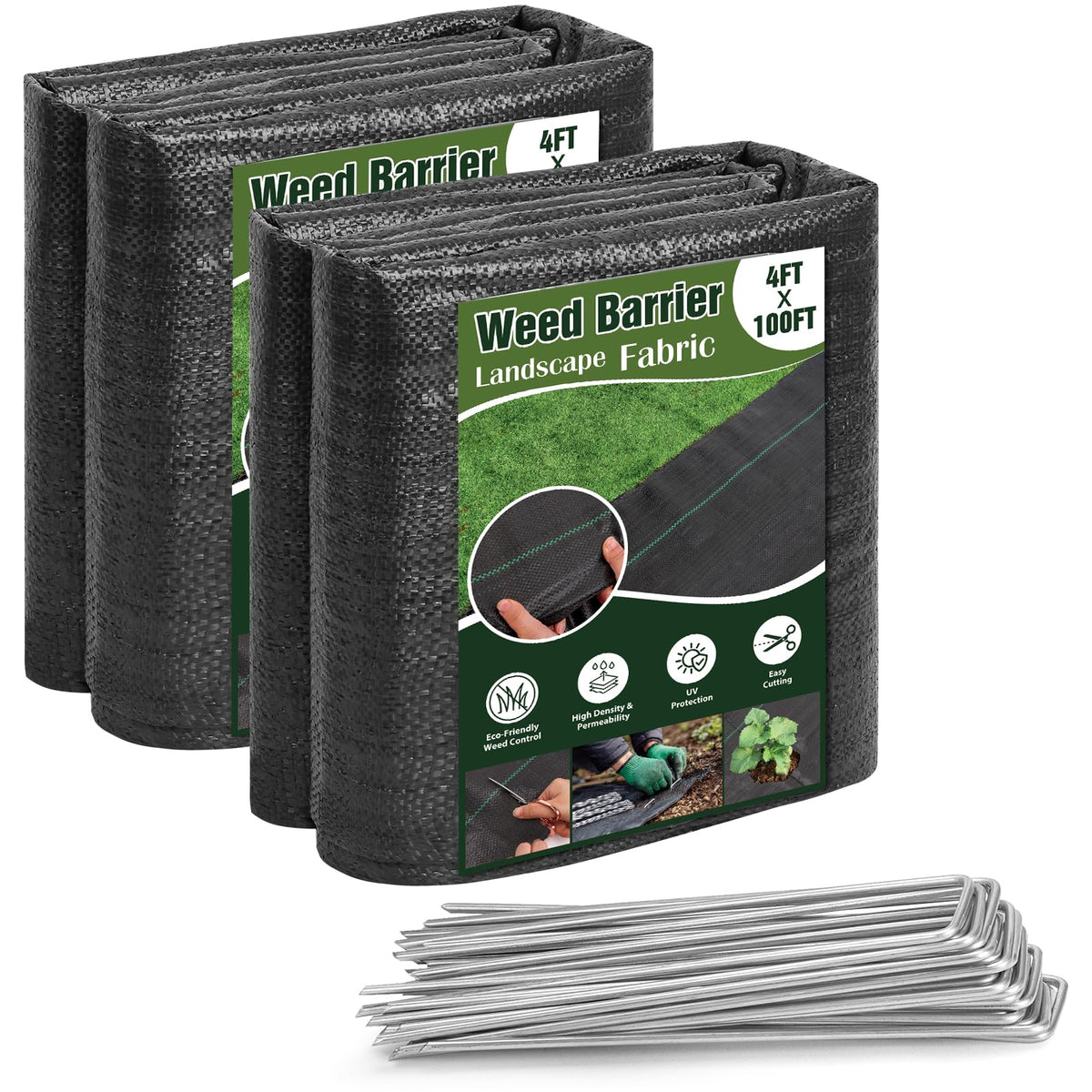 HongWay weed barrier fabric 4ft x 100ft blocks weeds while letting water reach roots.