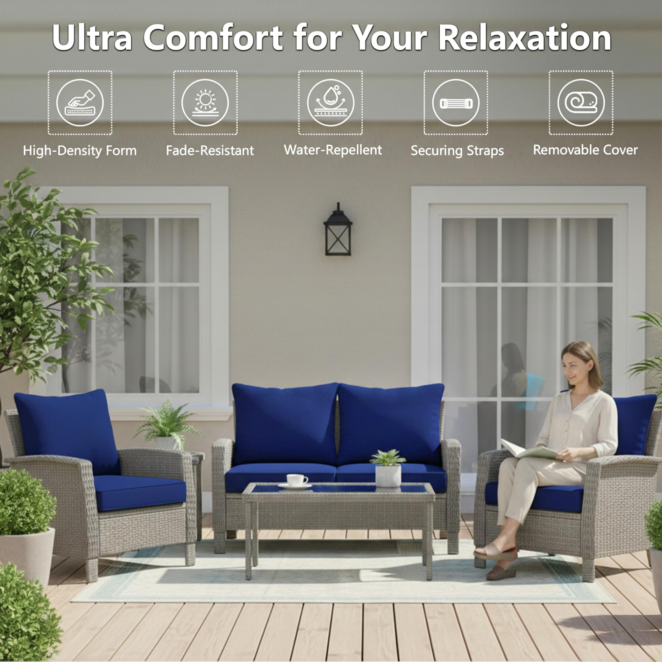 Honorbox navy cushions side view highlighting secure fit.
