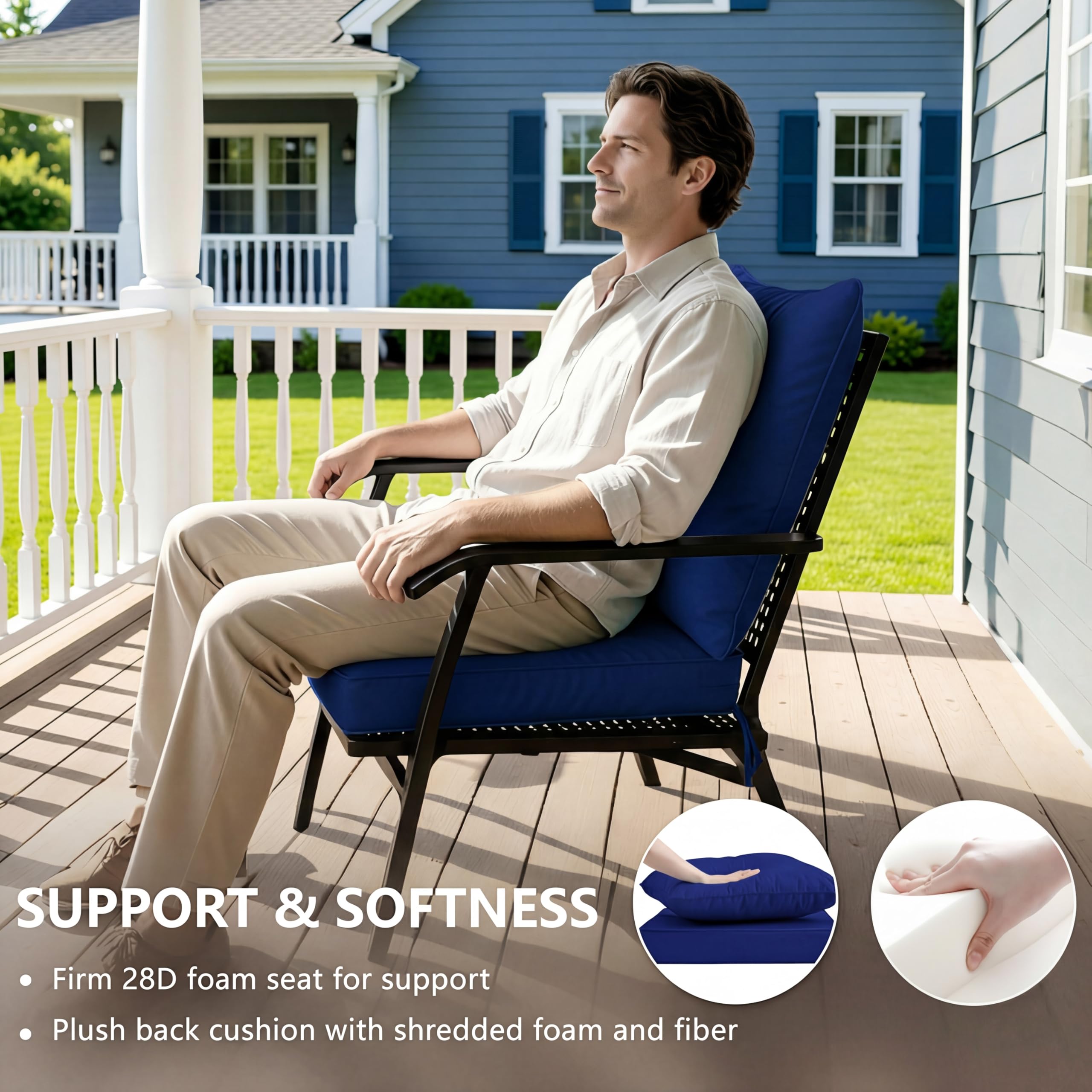 Honorbox 28D high-density foam core provides firm seat support.