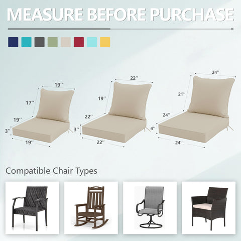 Cream color cushions add versatile style to decks, patios, and gardens.