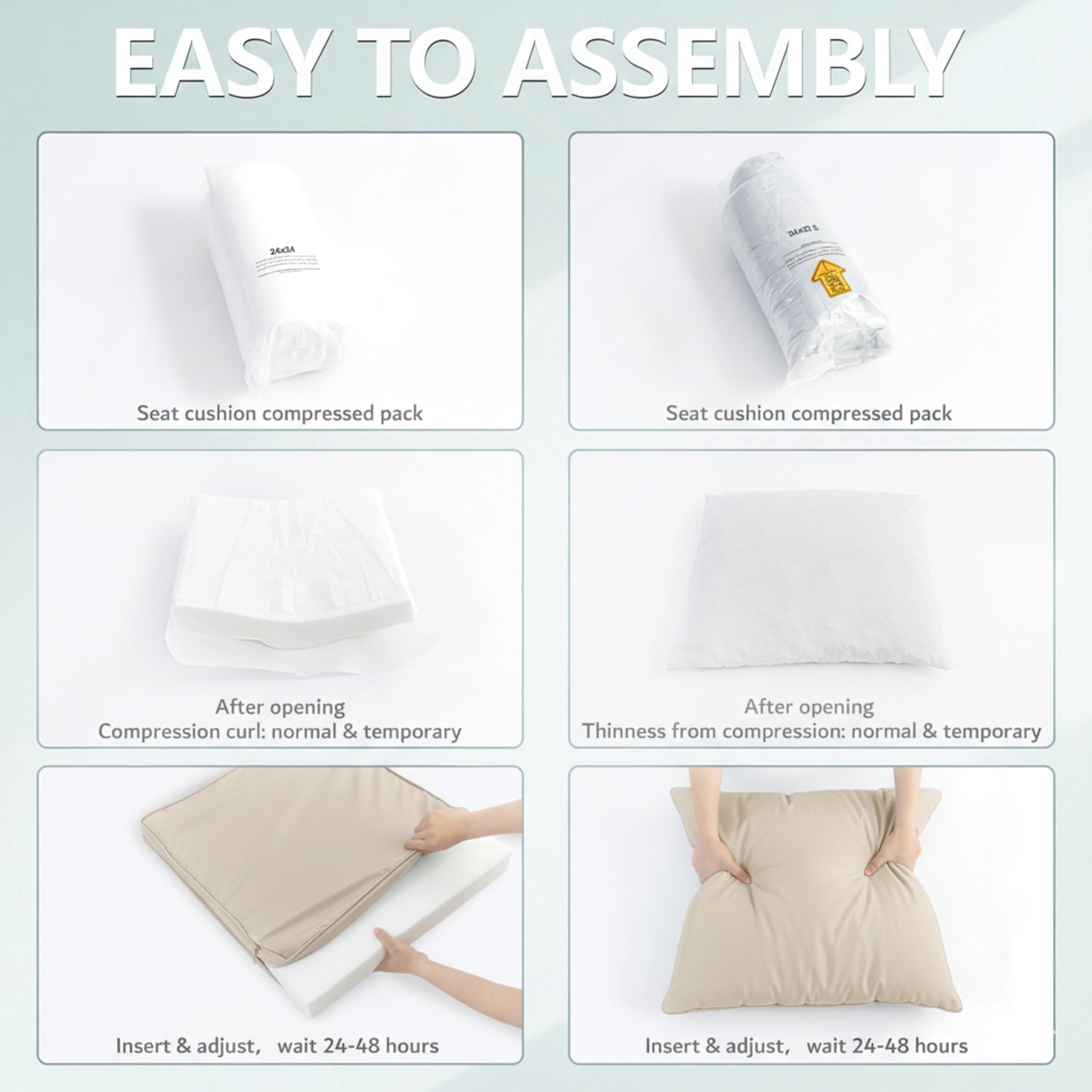 Set of 2 cushions offers easy replacements for worn outdoor seating.