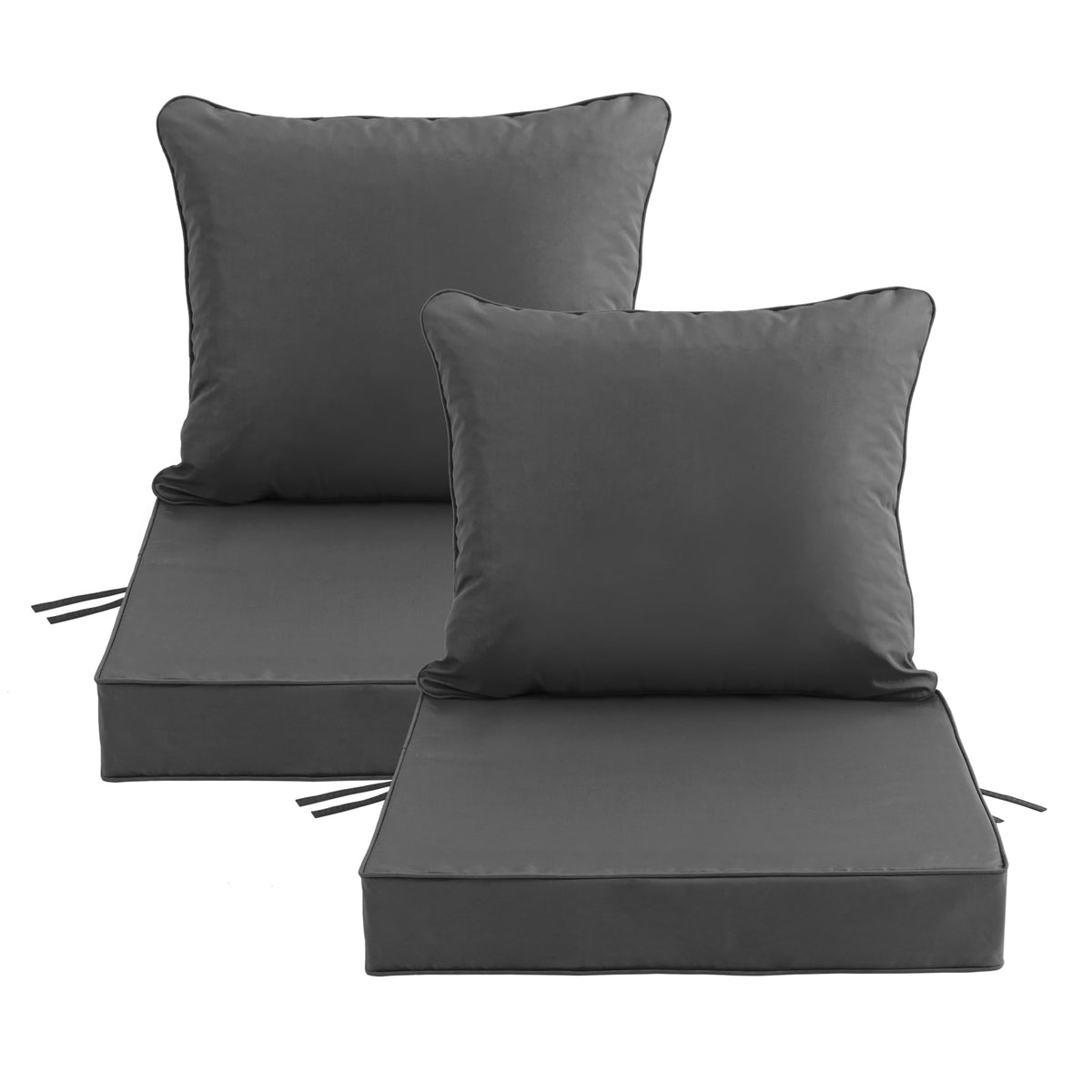 Honorbox outdoor chair cushions 24x24 set of 2 in dark grey for balcony comfort