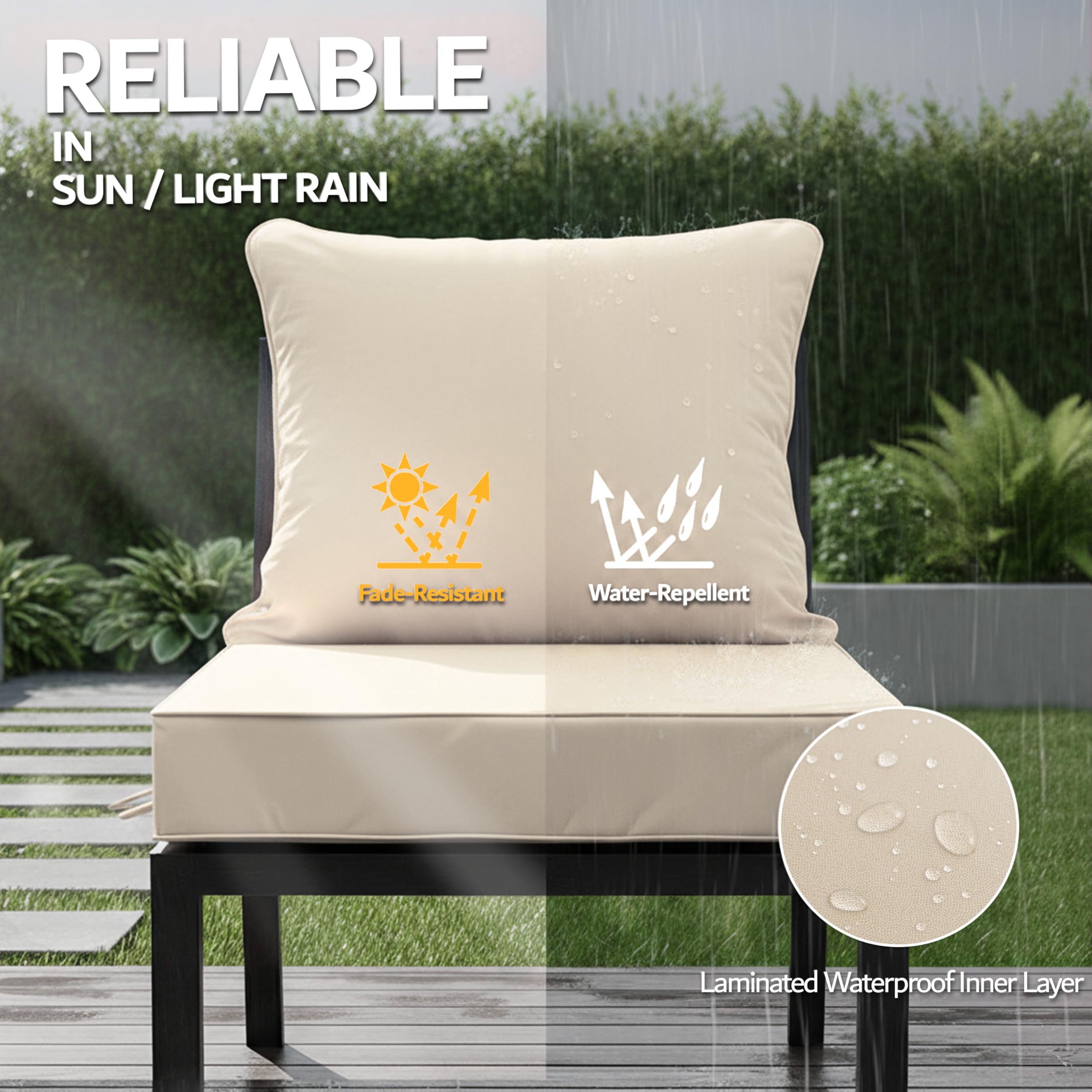 Honorbox cushions feature fade-resistant fabric protecting color over sunny seasons.